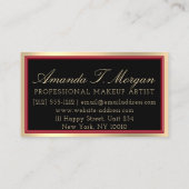 Beruflich Makeup Artist Eyelash Gold Red Black Visitenkarte (Rückseite)