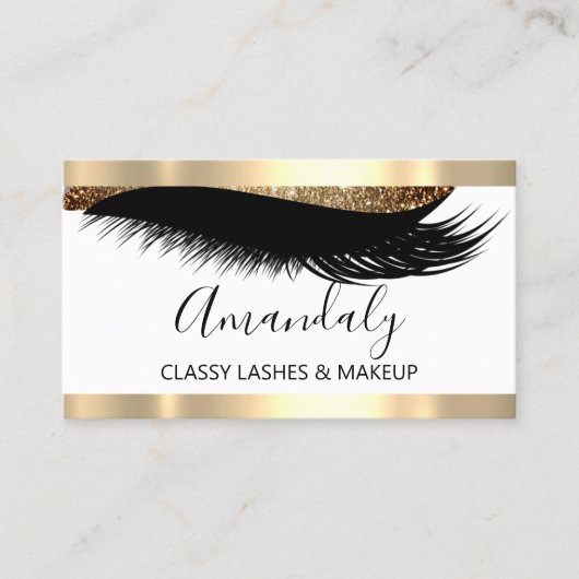 Beruflich Makeup Artist Eyelash Gold White VIP Visitenkarte (Vorderseite)