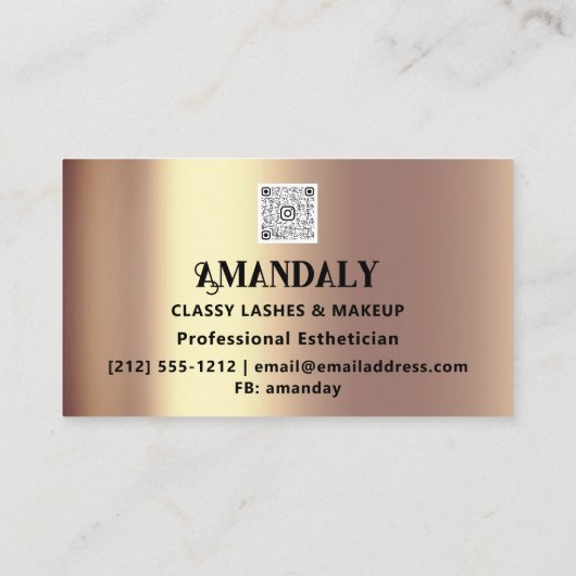 Beruflich Makeup Artist Eyelash QR CODE-LOGO Visitenkarte (Rückseite)