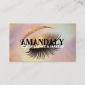 Beruflich Makeup Artist Eyelash QR LOGO Gold Visitenkarte (Vorderseite)