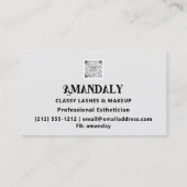 Beruflich Makeup Artist Eyelash QR LOGO Grau Visitenkarte (Rückseite)
