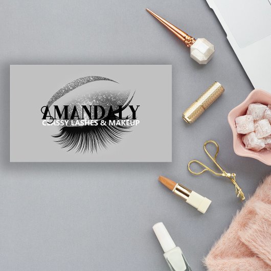 Beruflich Makeup Artist Eyelash QR LOGO Silver Visitenkarte
