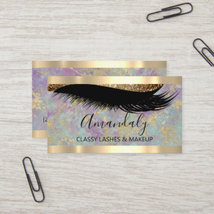 Beruflich Makeup Artist Eyelashes Gold Lila Visitenkarte