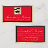 Beruflich Makeup Artist Eyelashes Gold Red Visitenkarte (Vorne/Hinten)