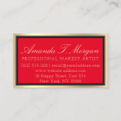 Beruflich Makeup Artist Eyelashes Gold Red Visitenkarte (Rückseite)