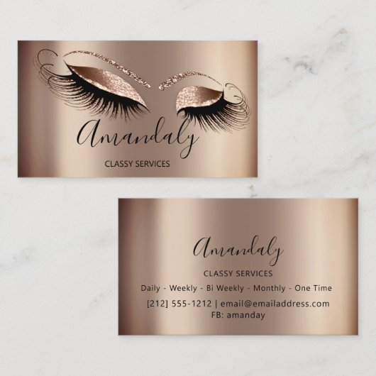 Beruflich Makeup Artist Eyelashes Rose Gold Visitenkarte (Vorne/Hinten)