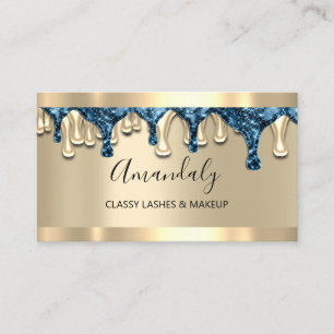 Beruflich Makeup Artist Gold Blue Lash Tropfen Visitenkarte