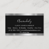 Beruflich Makeup Artist Gray Silver Eyelash Visitenkarte (Rückseite)