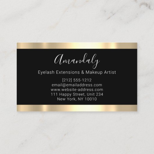 Beruflich Makeup Artist Lash Custom Logo Gold Visitenkarte (Rückseite)