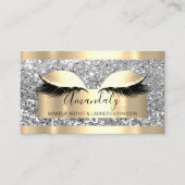 Beruflich Makeup Artist Lash Event Grau Gold Visitenkarte (Vorderseite)