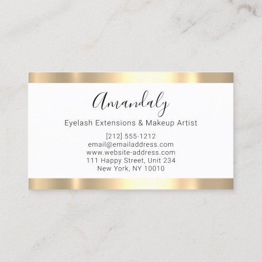 Beruflich Makeup Artist Lash Eyes Glitzer Gold Visitenkarte (Rückseite)