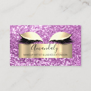 Beruflich Makeup Artist Lashes Glitzer Lila Visitenkarte