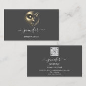 Beruflich Makeup Artist Lashes Logo QR Code Gra Visitenkarte (Vorne/Hinten)