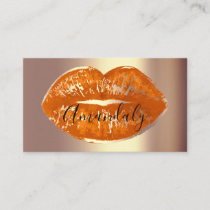 Beruflich Makeup Artist Lips Coral Gold Kiss Visitenkarte