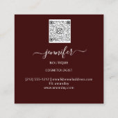 Beruflich Makeup Artist Logo Burgundy QR CODE Quadratische Visitenkarte (Rückseite)