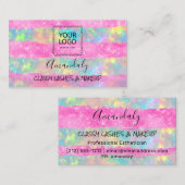 Beruflich Makeup Artist Logo-Holograph Rosa Visitenkarte (Vorne/Hinten)