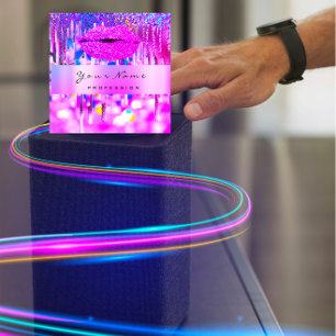 Beruflich Makeup Artist Logo Lippholograph Tropfen Quadratische Visitenkarte