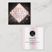 Beruflich Makeup Artist Logo-Pinsel Rose Schwarz Quadratische Visitenkarte (Vorne/Hinten)