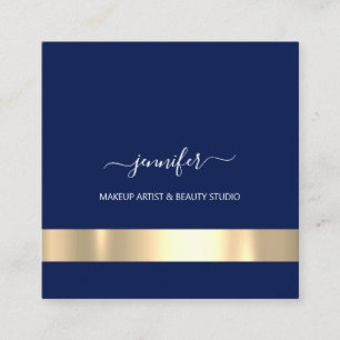 Beruflich Makeup Artist Modern Blue Navy Quadratische Visitenkarte