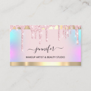 Beruflich Makeup Artist Pink Holograph Tropfen Lux Visitenkarte