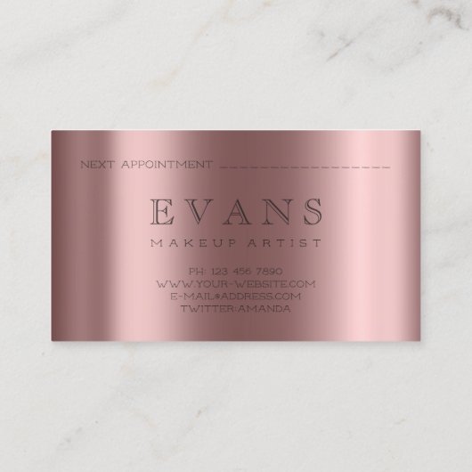 Beruflich Makeup Artist Rose Einstellungskarte Terminkarte (Rückseite)
