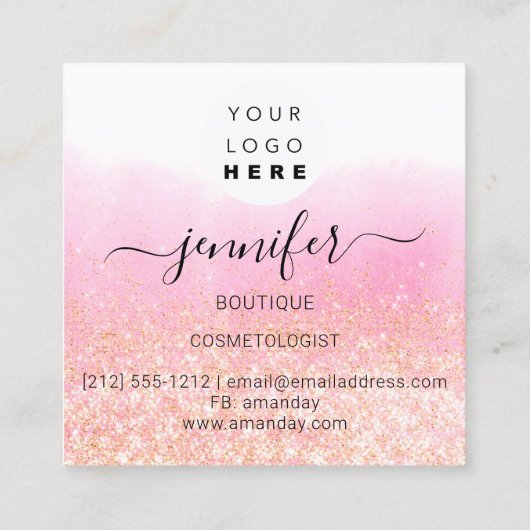 Beruflich Makeup Artist Rose Ombre Gold Logo Quadratische Visitenkarte (Rückseite)