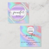 Beruflich Makeup Artist Silver Holograph Custom Quadratische Visitenkarte (Vorne/Hinten)