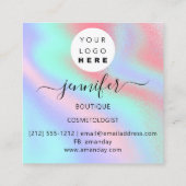 Beruflich Makeup Artist Silver Holograph Custom Quadratische Visitenkarte (Rückseite)