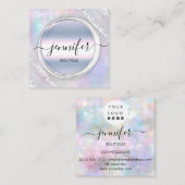 Beruflich Makeup Artist Silver Holograph Logo Quadratische Visitenkarte (Vorne/Hinten)