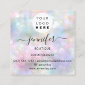 Beruflich Makeup Artist Silver Holograph Logo Quadratische Visitenkarte (Rückseite)