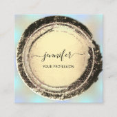 Beruflich Makeup Blue Gold Moderner Platz Quadratische Visitenkarte (Vorderseite)