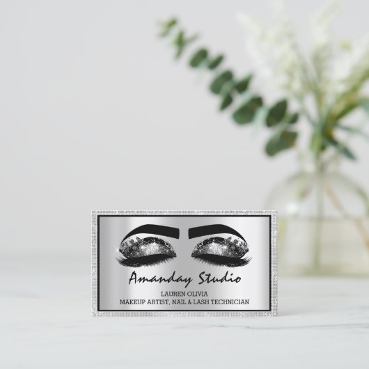 Beruflich Makeup Eyelash Black Gray Ernennung Visitenkarte (Stehend Vorderseite)