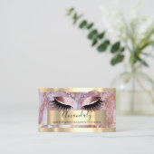 Beruflich Makeup Eyelash Extension Pink Marble Visitenkarte (Stehend Vorderseite)