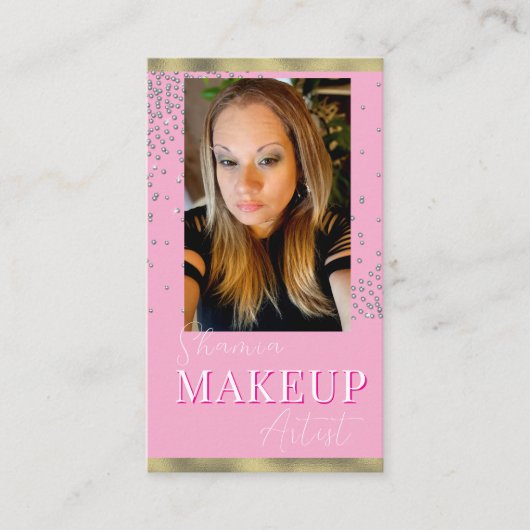 Beruflich Makeup Foto Bling QR Code Visitenkarte (Vorderseite)