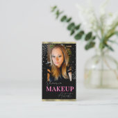 Beruflich Makeup Foto Bling QR Code Visitenkarte (Stehend Vorderseite)