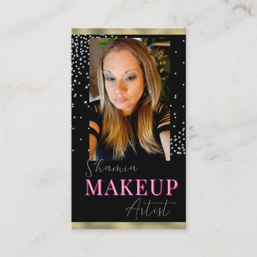 Beruflich Makeup Foto Bling QR Code Visitenkarte (Vorderseite)