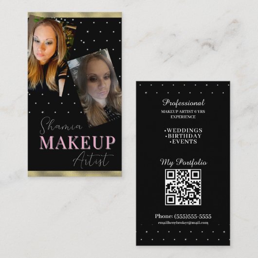 Beruflich Makeup Hair Fotokarte QR Code Visitenkarte (Vorne/Hinten)
