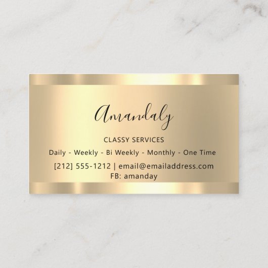 Beruflich Makeup Holograph Gold Glitzer Gerahmt Visitenkarte (Rückseite)