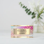 Beruflich Makeup Holograph Gold Glitzer Pink Visitenkarte (Stehend Vorderseite)
