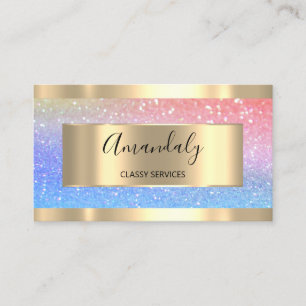 Beruflich Makeup Holograph Gold Glitzer Unicorn Visitenkarte