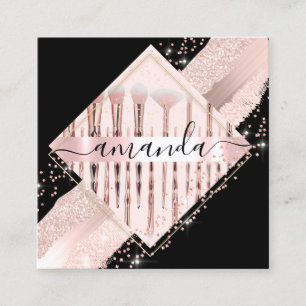 Beruflich Makeup-Künstler-Logo-Pinselspitzen-Rose Quadratische Visitenkarte