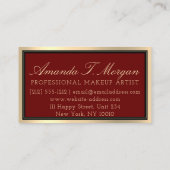 Beruflich Makeup Lash Extension Eyebrow Burgund Visitenkarte (Rückseite)