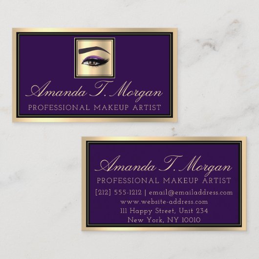 Beruflich Makeup Lash Extension Eyebrow Violet Visitenkarte (Vorne/Hinten)