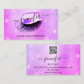 Beruflich Makeup Lash QR Code Augen Rosa Glitzer Visitenkarte (Vorne/Hinten)