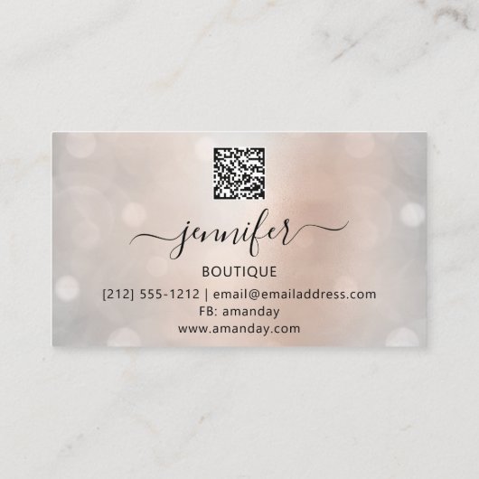 Beruflich Makeup Lash QR Code Eyes Brows Silver Visitenkarte (Rückseite)