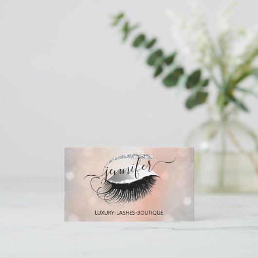 Beruflich Makeup Lash QR Code Eyes Brows Silver Visitenkarte (Stehend Vorderseite)