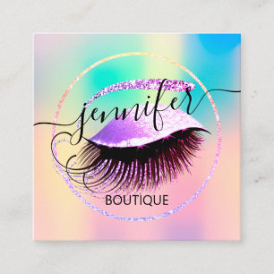 Beruflich Makeup Lash QR Code Holograph Pink Quadratische Visitenkarte