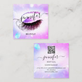 Beruflich Makeup Lash QR Code Holographic Pinky Quadratische Visitenkarte (Vorne/Hinten)