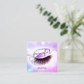 Beruflich Makeup Lash QR Code Holographic Pinky Quadratische Visitenkarte (Stehend Vorderseite)