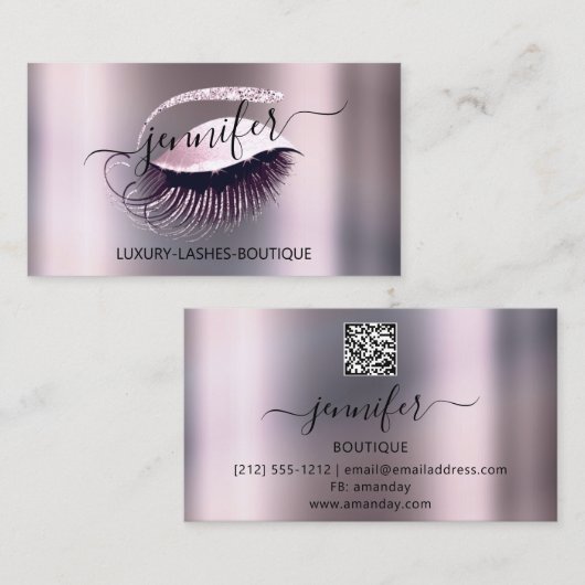 Beruflich Makeup Lash QR Code Rosa Smok Visitenkarte (Vorne/Hinten)